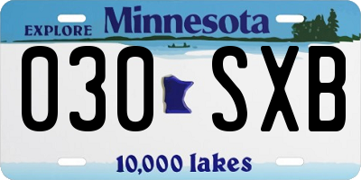 MN license plate 030SXB