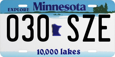 MN license plate 030SZE