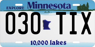 MN license plate 030TIX