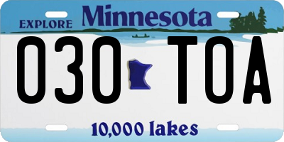 MN license plate 030TOA