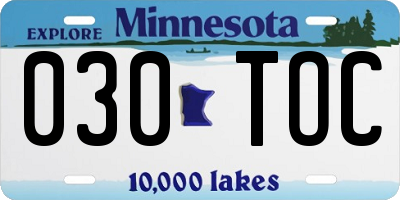 MN license plate 030TOC