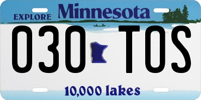 MN license plate 030TOS