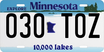 MN license plate 030TOZ