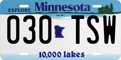 MN license plate 030TSW
