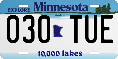 MN license plate 030TUE