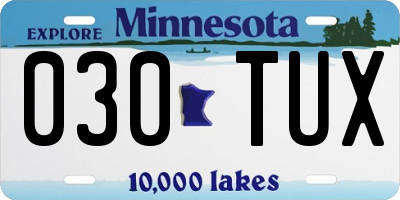 MN license plate 030TUX
