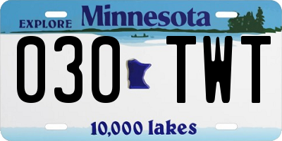 MN license plate 030TWT