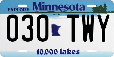 MN license plate 030TWY