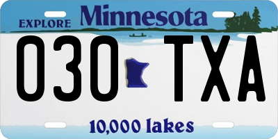 MN license plate 030TXA