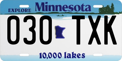 MN license plate 030TXK