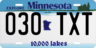 MN license plate 030TXT