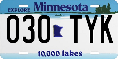 MN license plate 030TYK
