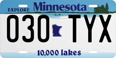 MN license plate 030TYX