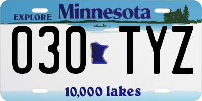 MN license plate 030TYZ