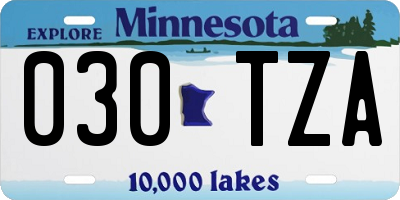 MN license plate 030TZA