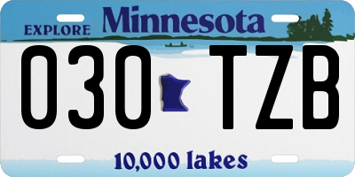 MN license plate 030TZB