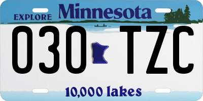 MN license plate 030TZC