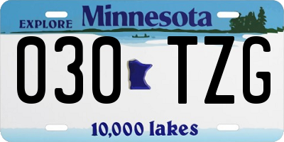 MN license plate 030TZG