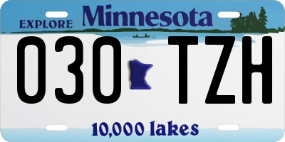 MN license plate 030TZH