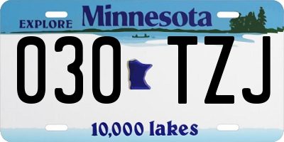 MN license plate 030TZJ