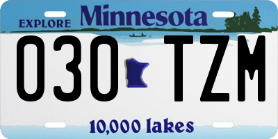 MN license plate 030TZM