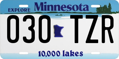 MN license plate 030TZR