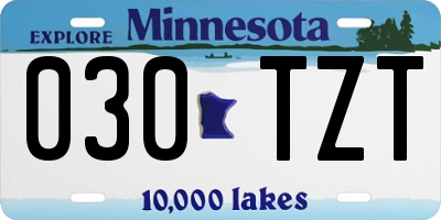 MN license plate 030TZT