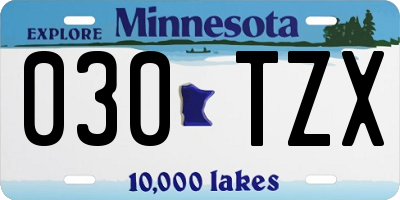 MN license plate 030TZX
