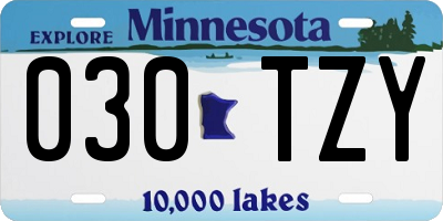 MN license plate 030TZY