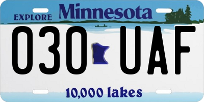 MN license plate 030UAF