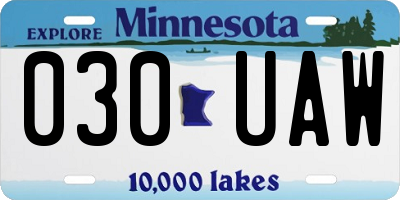 MN license plate 030UAW