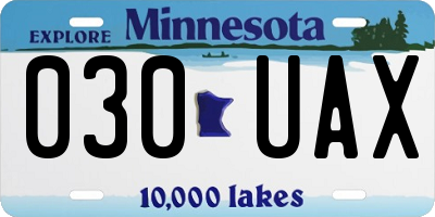 MN license plate 030UAX