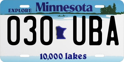 MN license plate 030UBA
