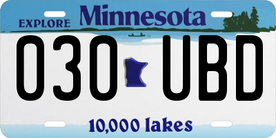MN license plate 030UBD