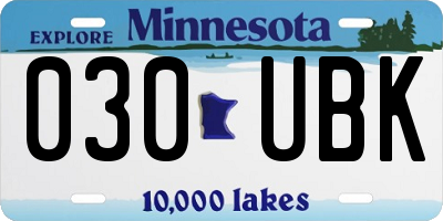 MN license plate 030UBK