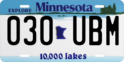 MN license plate 030UBM