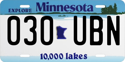MN license plate 030UBN