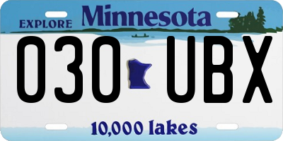 MN license plate 030UBX