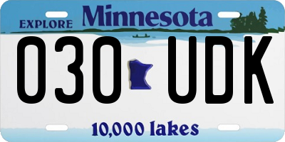 MN license plate 030UDK