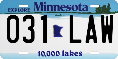 MN license plate 031LAW