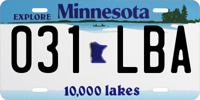 MN license plate 031LBA