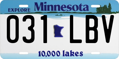MN license plate 031LBV