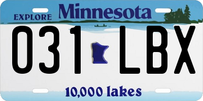 MN license plate 031LBX