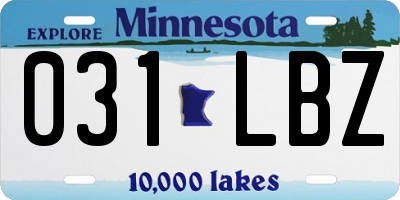 MN license plate 031LBZ