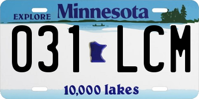 MN license plate 031LCM