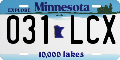 MN license plate 031LCX