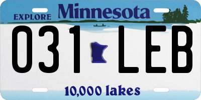 MN license plate 031LEB