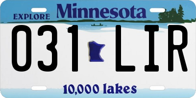 MN license plate 031LIR