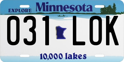 MN license plate 031LOK