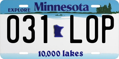MN license plate 031LOP
